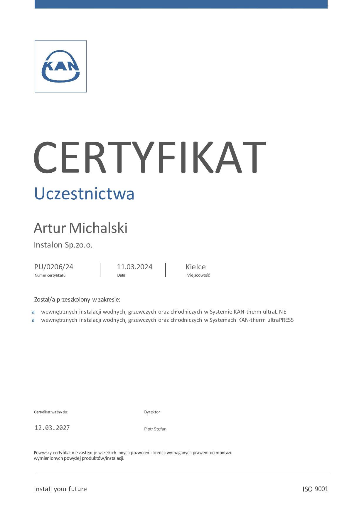 Certyfikat branżowy