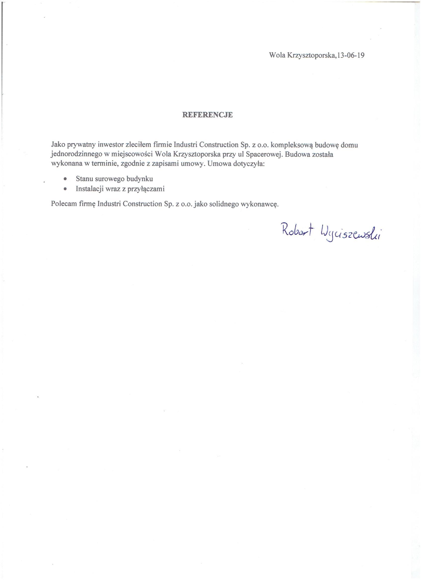 Referencje — opinia klienta